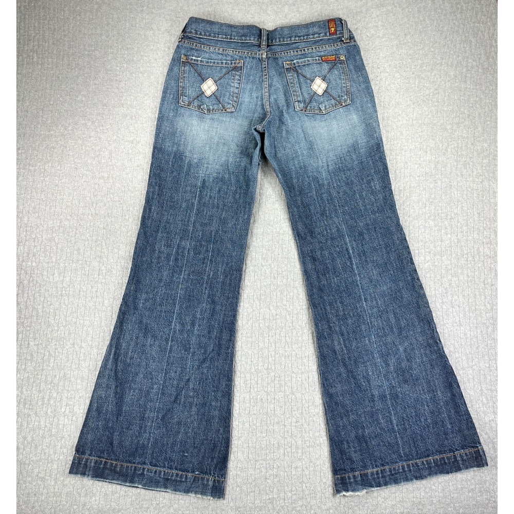 7 For All Mankind Dojo Bootcut Jeans Women 30/32x31 Blue Low Rise Medium Wash